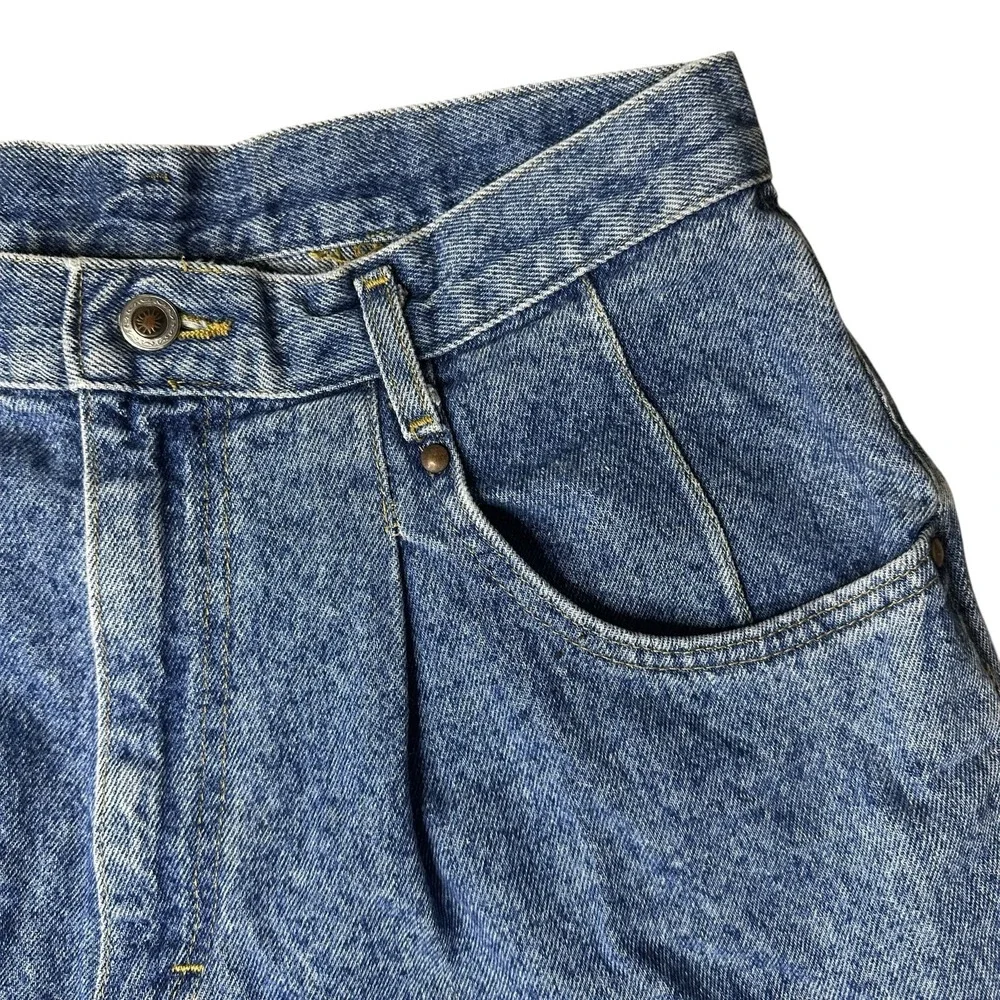 Vintage Lee Jeans Womens 14 Med Blue High Rise Pleated Tapered Mom 90s‎